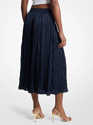 Crushed Satin Midi Skirt