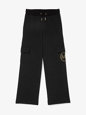 Pantalon cargo en m&eacute;lange de coton &agrave; logo clout&eacute;