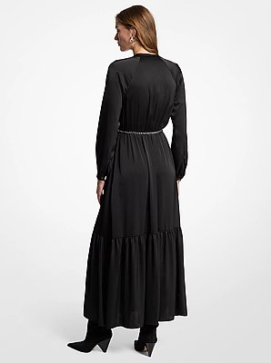 Hemdkleid aus Satin mit G&uuml;rtel