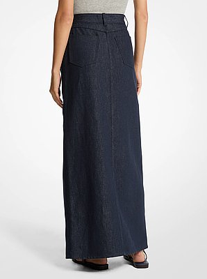 Falda larga de denim de lino