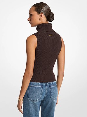 Wool Sleeveless Turtleneck Top