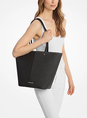 Shopper Flora Large aus Signature-Logostoff und Leder
