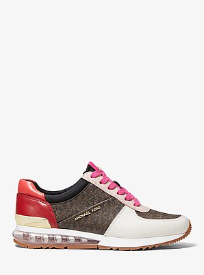 Allie Extreme Color-Block Leather and Logo Trainer