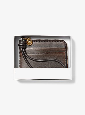 Jet Set Small Burnished Leather Card Case Wristlet