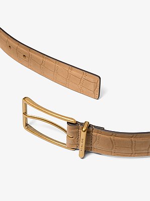 Crocodile Embossed Leather Belt