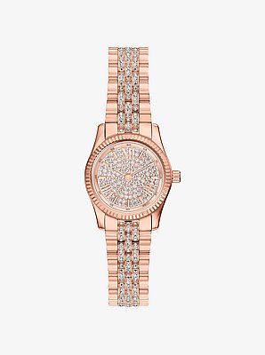 Petite Lexington Pav&eacute; Rose Gold-Tone Watch