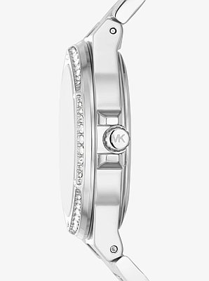 Lennox Pav&eacute; Logo Silver-Tone Watch