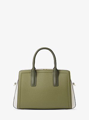 Laila Medium Color-Block Pebbled Leather Satchel