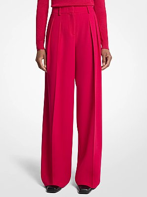 Stretch Wool Pleated Slouch Trousers