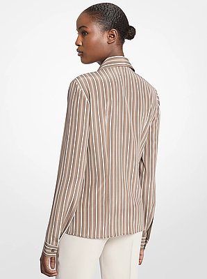 Hansen Striped Silk Crepe De Chine Shirt