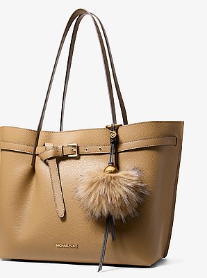 Gold-Tone Bead and Faux Fur Bag Charm