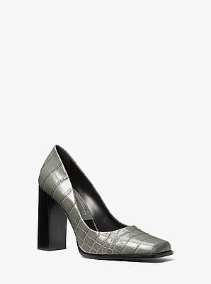 Jeanne Crocodile Embossed Leather Pump