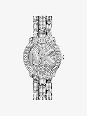 Pav&eacute; Phoebe Silver-Tone Watch