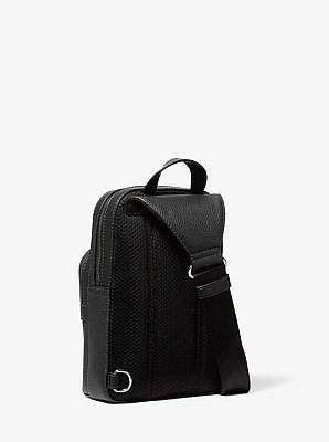 Hudson Medium Pebbled Leather Double-Zip Sling Bag