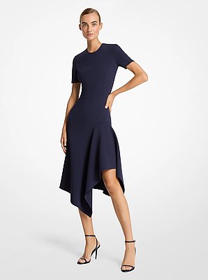 Vestido tipo pa&ntilde;uelo de lana barathea el&aacute;stica de doble cara