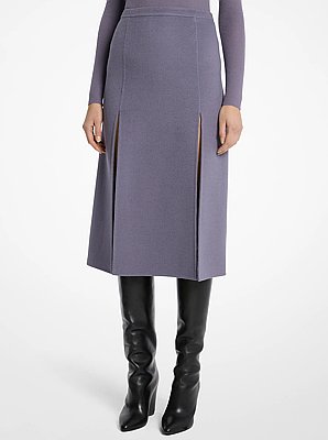 Double Faced Wool Slit Skirt