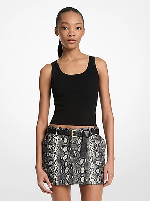 Minirock aus Leder mit Schlangenpr&auml;gung