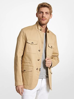 Chaqueta de estilo militar de algod&oacute;n el&aacute;stico