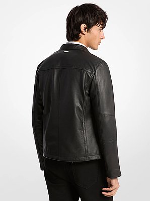 Leather Double-Zip Racer Jacket