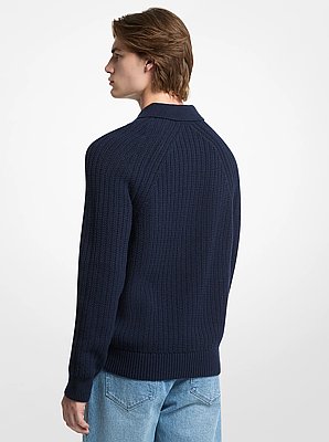 Pullover con zip a quarto di zip in misto lana testurizzato