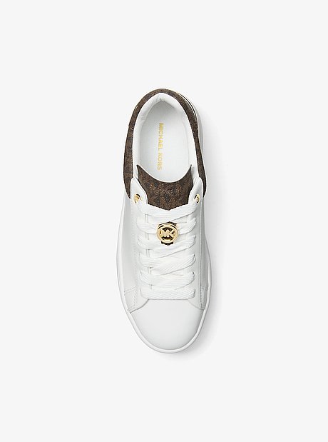 Sneaker Dottie in pelle e stampa logo con plateau