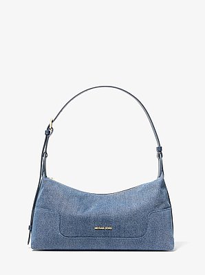 Bolso de hombro Teddi mediano holgado de denim lavado
