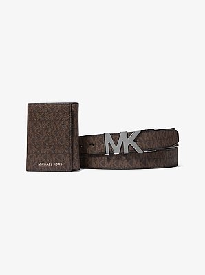 Ensemble-cadeau d&rsquo;&eacute;tui pour cartes &agrave; trois volets et de ceinture &agrave; logo Signature