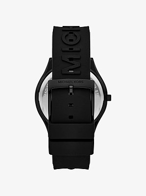 Oversized Aspyn Stainless Steel and Silicone Strap Watch