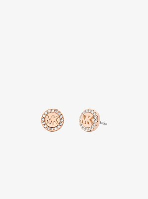 Pav&eacute; Logo Stud Earrings