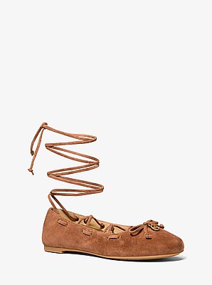Shae Flex Suede Ballet Flat in LUGGAGE | Michael Kors image number 0