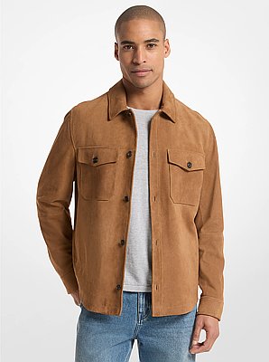 Perforated Suede Shirt Jacket