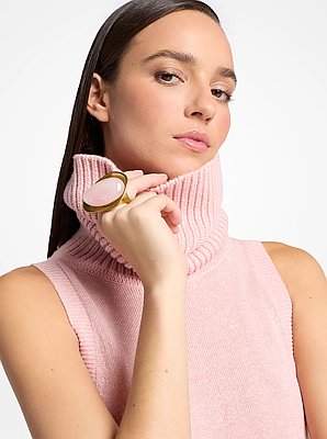 24k-Gold-Plated Brass and Stone Ring