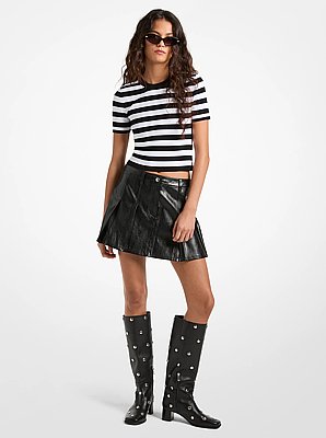 Pleated Patent Mini Skirt