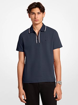 Polo de algod&oacute;n el&aacute;stico y texturizado con cremallera