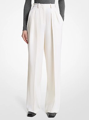 Wool Gabardine Pleated Slouch Trousers