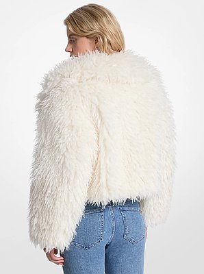 Giacca cropped in pelliccia sintetica