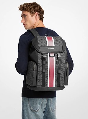 Sac &agrave; dos Cooper urbain de taille moyenne &agrave; rayures et &agrave; logo Signature