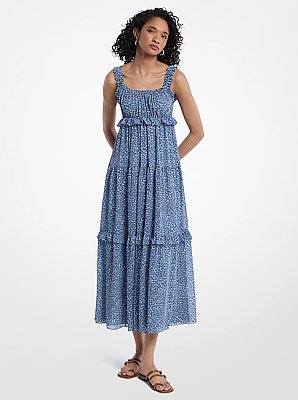 Leopard Print Georgette Tiered Dress