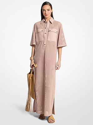 Perforated Suede Safari Dress