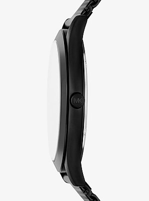 Oversized Slim Runway Black-Tone Watch and Card Case Gift Set