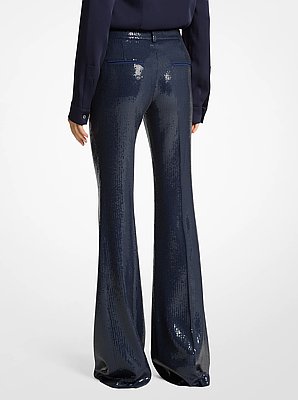 Pantal&oacute;n Haylee acampanado con bordado de lentejuelas