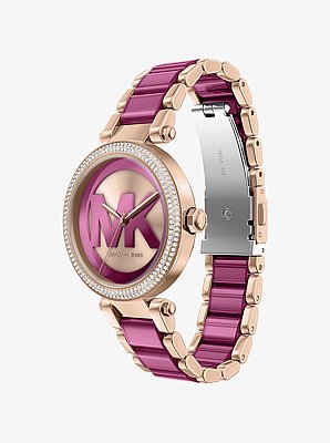 Reloj Parker oversize en tono rosa con pav&eacute;