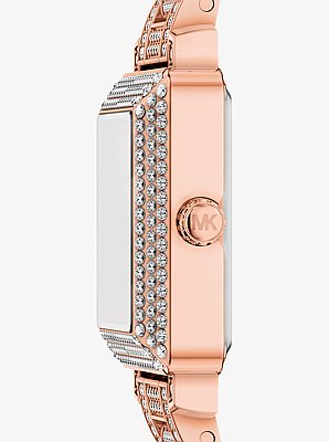 Petite montre Gwynn de ton or rose &agrave; pav&eacute;