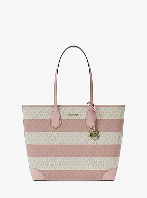 Eva Large Striped Signature Logo Tote Bag