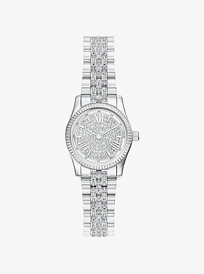 Petite Lexington Pav&eacute; Silver-Tone Watch