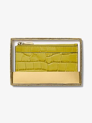 Kartenetui Jet Set Small aus Leder mit Krokodilpr&auml;gung