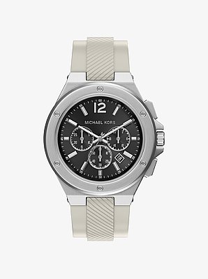 Oversized Lennox Silver-Tone and Silicone Watch