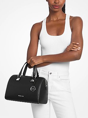 Grayson Medium Pebbled Leather Duffel Crossbody Bag