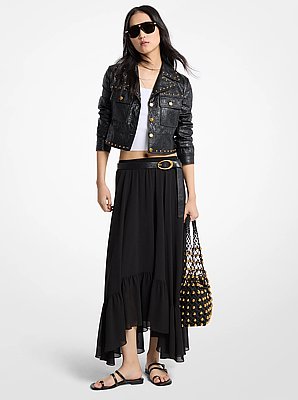 Jupe asym&eacute;trique en georgette