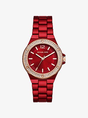 Lennox Pav&eacute; Red-Tone Watch